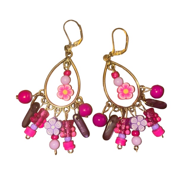 brand new PINK AND PURPLE DANGLE EARRINGS - Picture 4 of 4